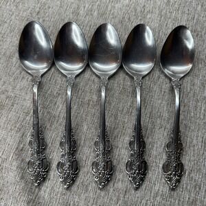 Oxford Hall Sutherland Stainless Soup‎ Spoons Set of 5 Japan Ornate Floral Rose
